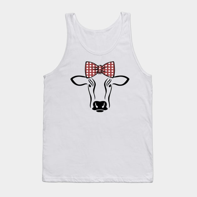 Cow Face With Bow Tie - Cute Lovely Animal For Farmhouse Tank Top by mangobanana